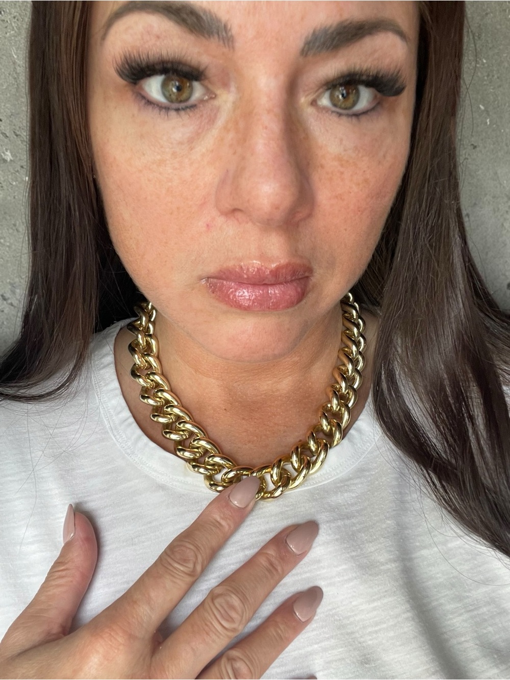 Heavy Gold Tone Cuban Link Chain Necklace Chunky Statement 18" 10 oz